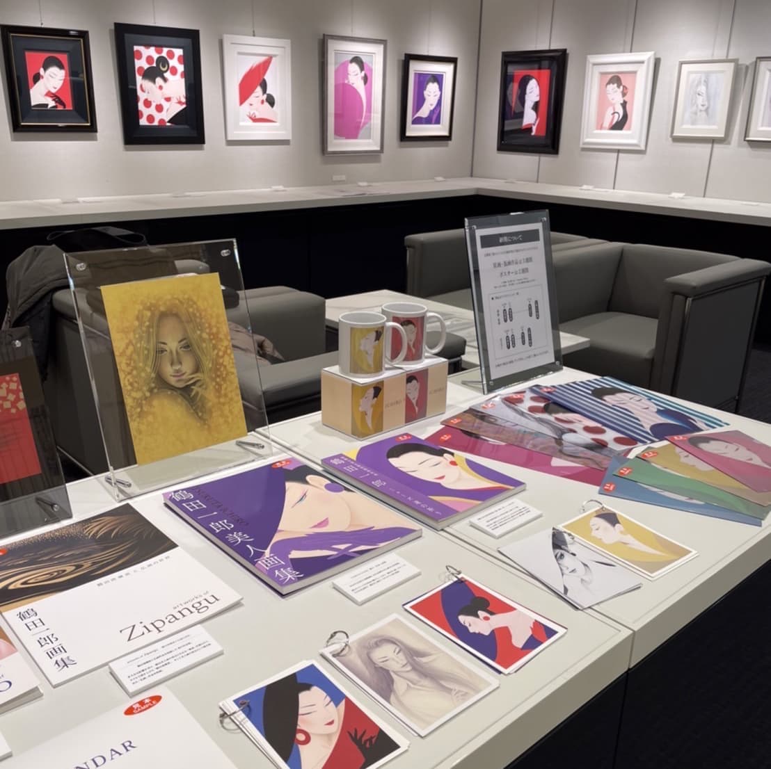 「鶴田一郎美人画展 ミューズとの再会」福岡三越 4階美術画廊：展示室内