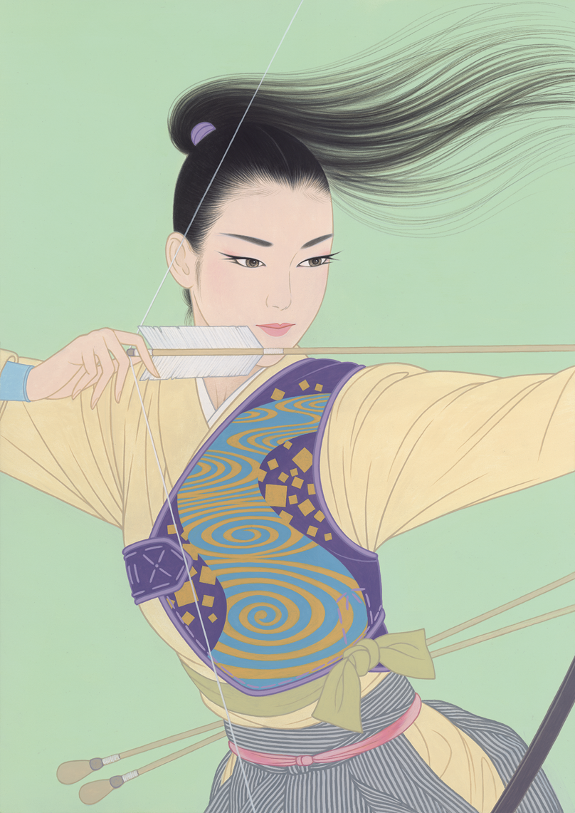 鶴田一郎:流鏑馬 (人吉お城まつりポスター） 2014